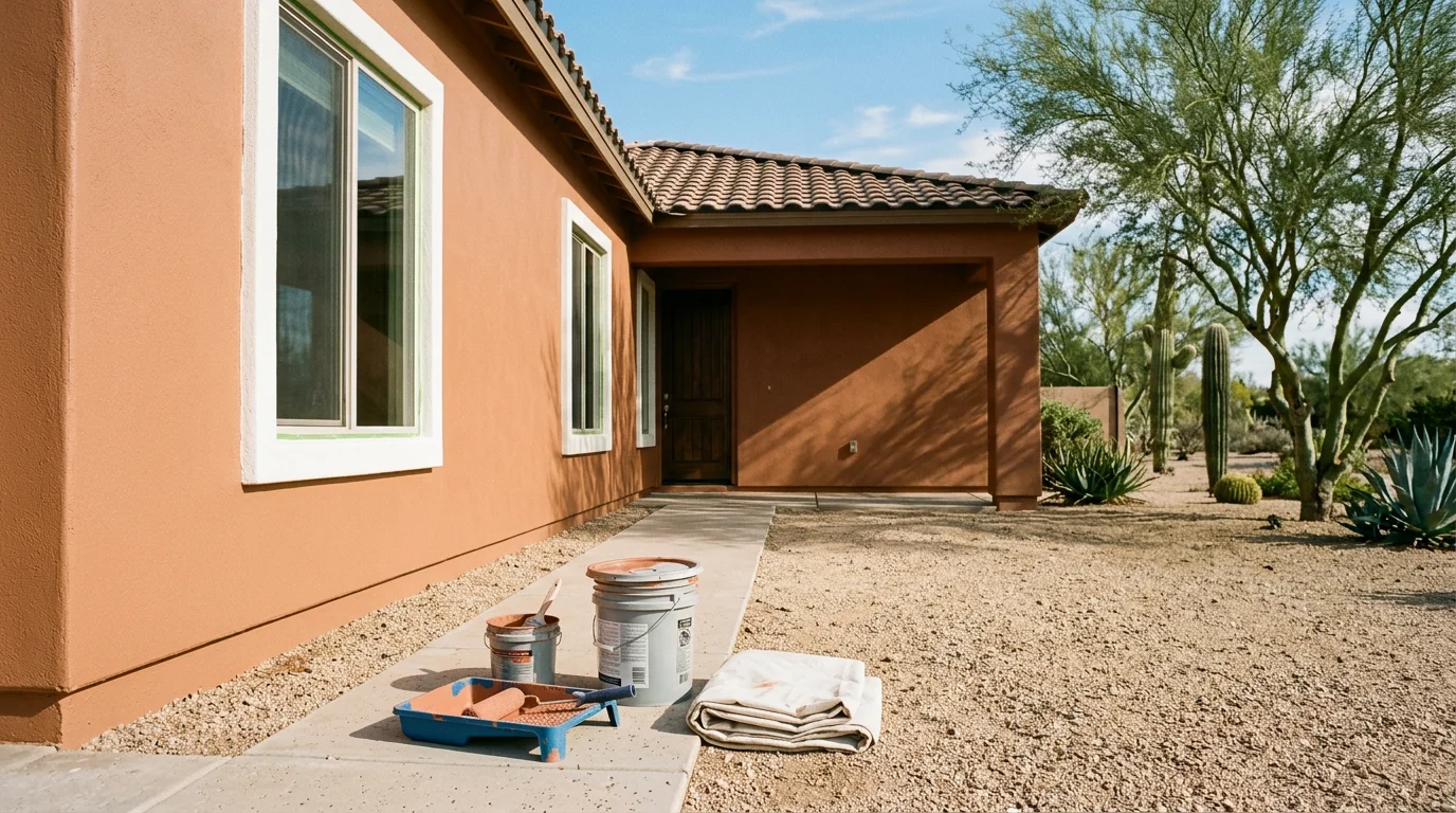 Painter applying a fresh coat of paint to a wall in a Scottsdale, Arizona home