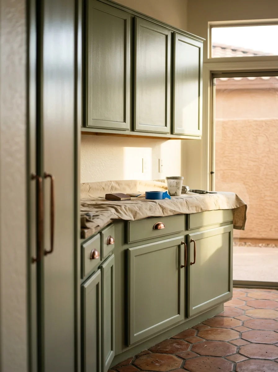 Refinished kitchen cabinets in a Gilbert, Arizona home