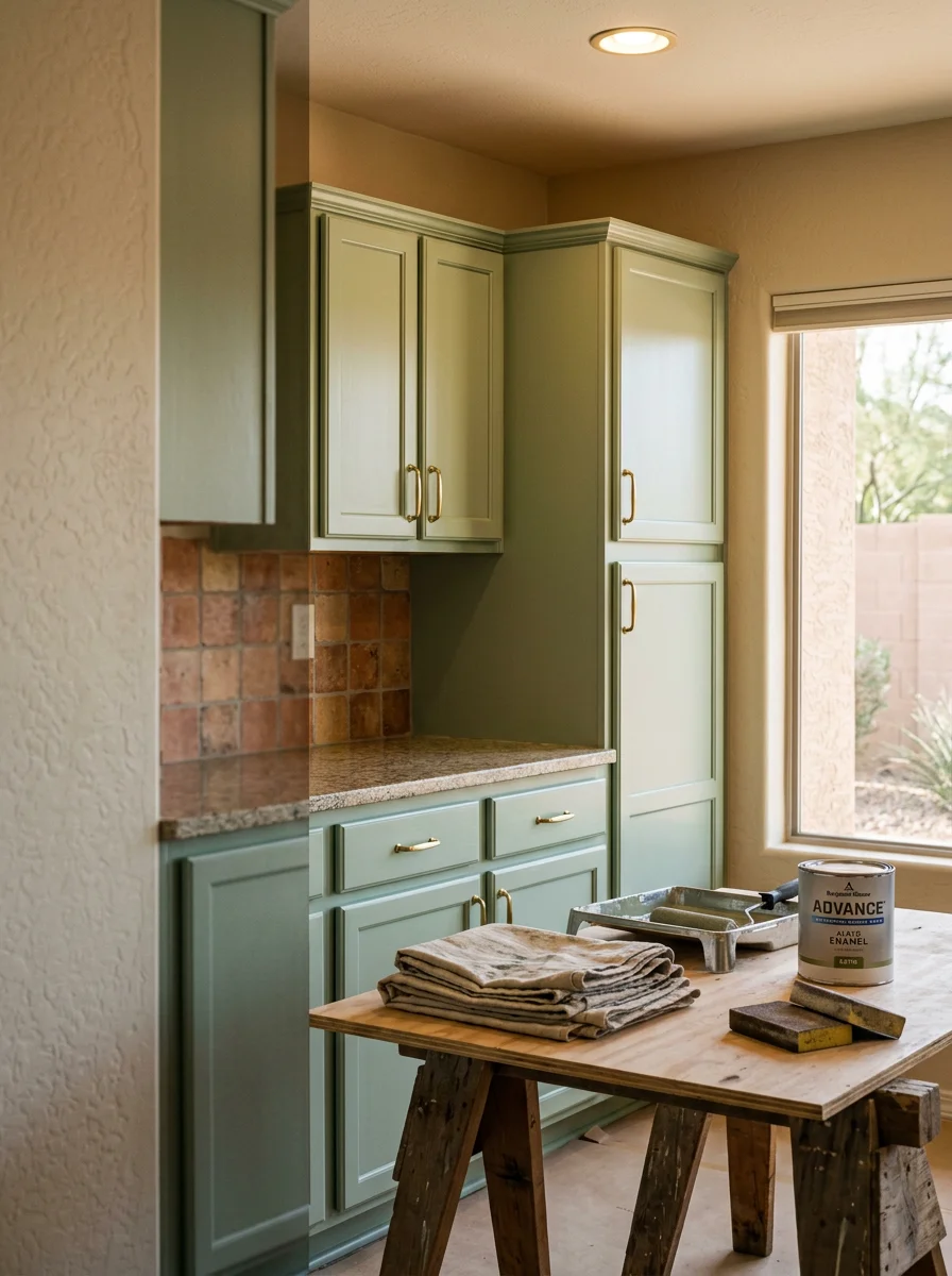 Refinished kitchen cabinets in a Sun City West, Arizona home